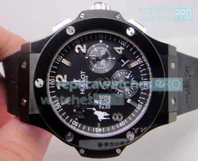 Swiss Replica Hublot Black Arabic Number Dial Rubber Strap Watch  